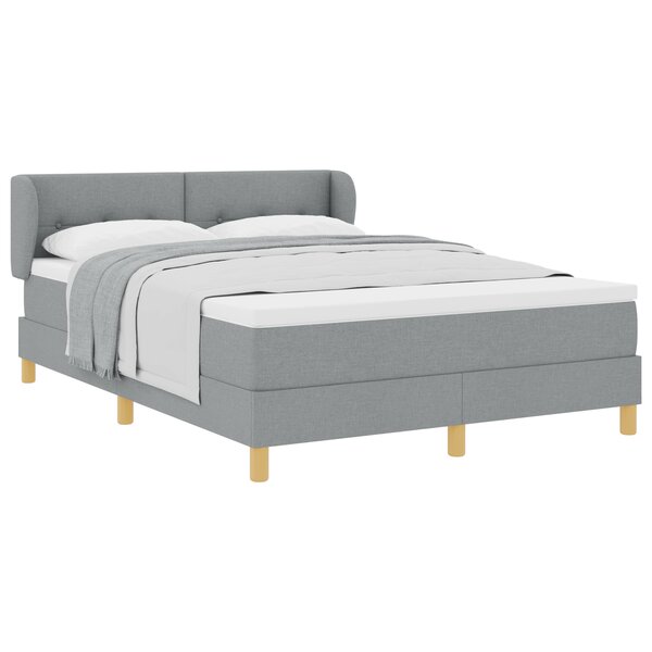 Lit Box Spring vidaXL avec Matelas - Gris clair  140x190 cm  Tissu