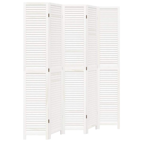 vidaXL Cloison de séparation 5 panneaux blanc bois de paulownia massif