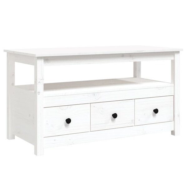 vidaXL Table basse Blanc 102x49x55 cm Bois massif de pin