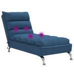 vidaXL Chaise longue de massage avec coussins bleu tissu