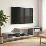 vidaXL Meuble TV mural Montage mural Gris béton 150 x 28 x 26 cm
