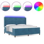 vidaXL Lit à Ressorts avec Matelas LED Bleu 200 x 200 cm Velours