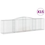 vidaXL Paniers à gabions arqués 15 Pièces 400x50x100/120 cm Fer galvanisé