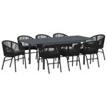 vidaXL Ensemble de salle à manger pour jardin 9 Pièces Noir Poly rotin