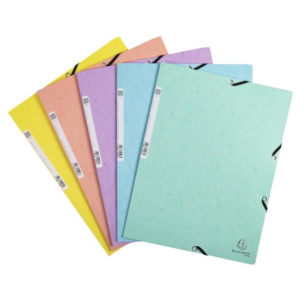 Chemise à élastiques carte lustrée 400g/m2 Aquarel - A4 Couleurs aléatoire EXACOMPTA