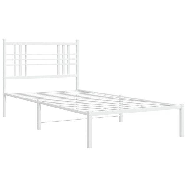 vidaXL Cadre de lit métal avec tête de lit blanc 90x190 cm