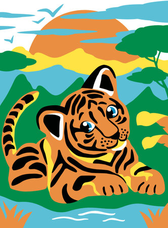 Tableau peinture au numéro pour enfant Tifou le tigre - La Poste