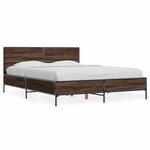 vidaXL Cadre de lit chêne marron 120x190 cm bois d'ingénierie et métal