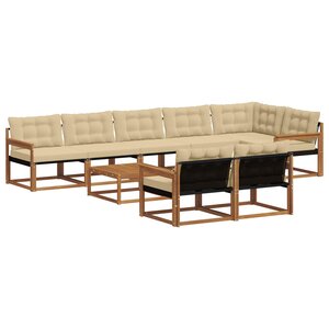 vidaXL Ensemble de canapés d'extérieur 9 Pièces Naturel et Beige