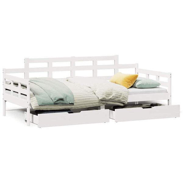 vidaXL Lit de jour et tiroirs sans matelas blanc 80x200 cm bois massif