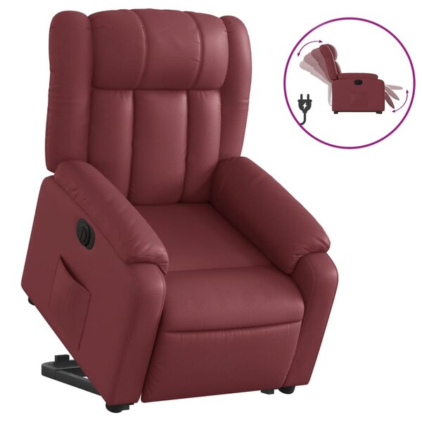 vidaXL Fauteuil inclinable électrique rouge bordeaux similicuir