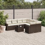 vidaXL Salon de jardin avec coussins 9 Pièces marron résine tressée