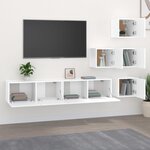 vidaXL Meuble TV mural Blanc Bois d'ingénierie