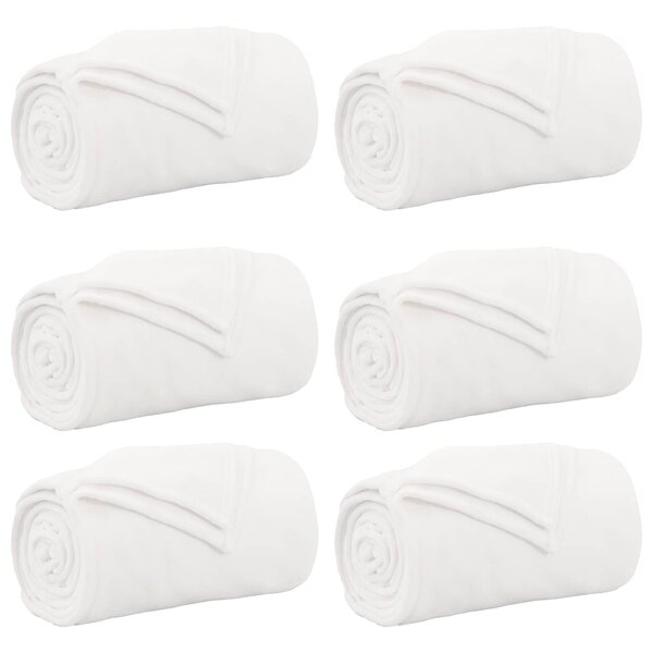 vidaXL Couvertures à jeter 6 pc Blanc 150 x 200 cm 4.68 kg Polaire