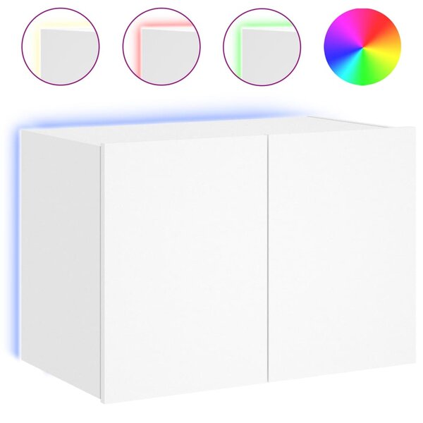 vidaXL Meuble TV mural avec lumières LED blanc 60x35x41 cm