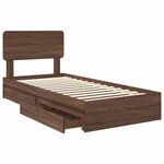 vidaXL Lit de Rangement Chêne brun 100 x 200 cm Bois d'ingénierie