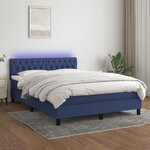 vidaXL Sommier à lattes de lit avec matelas LED Bleu 140x200 cm Tissu