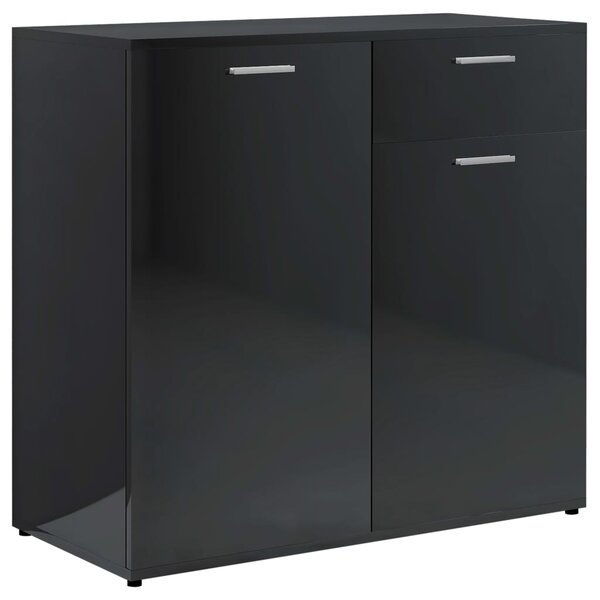 Vidaxl buffet noir brillant 80x36x75 cm aggloméré