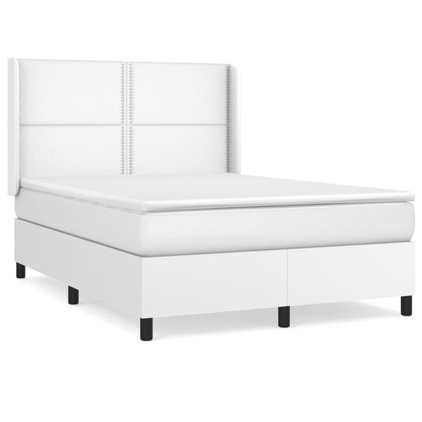 vidaXL Sommier à lattes de lit avec matelas Blanc 140x190cm Similicuir