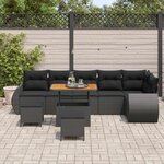 vidaXL Ensemble de canapé de jardin 9 Pièces Noir Poly Rattan