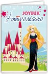 Carte Joyeux Anniversaire Autocollants Princesse Robe Soirée Enveloppe 12x17 5cm