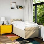 vidaXL Sommier à lattes de lit et matelas Crème 90x190 cm Tissu