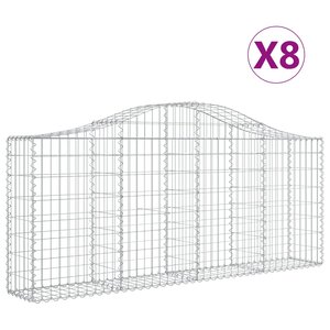 vidaXL Paniers à gabions arqués 8 Pièces 200x30x80/100 cm Fer galvanisé