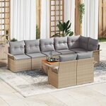 vidaXL Ensemble de canapé de jardin 9 Pièces Beige Poly rotin