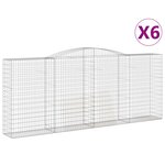 vidaXL Paniers à gabions arqués 6 Pièces 400x50x160/180 cm fer galvanisé