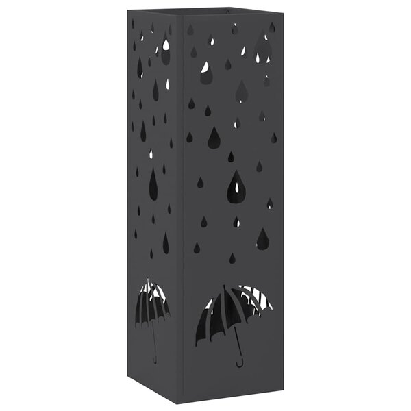 vidaXL Porte-parapluie Noir 15 5 x 15 5 x 49 cm Acier