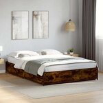 vidaXL Cadre de lit sans matelas chêne fumé 135x190 cm