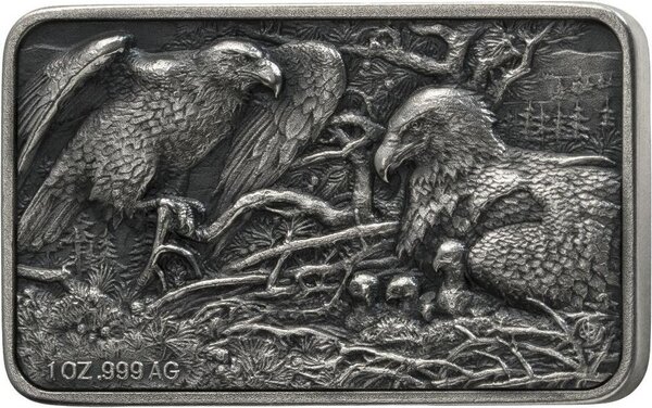 Monnaie EAGLE Trésors Familles Animales 1 Oz Argent 1000 Francs Benin 2026 (PRÉCOMMANDE)