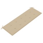 vidaXL Banc de jardin avec coussin beige 150 cm Bois de teck massif