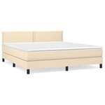 vidaXL Sommier à lattes de lit avec matelas Crème 160x200 cm Tissu