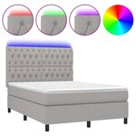 vidaXL Sommier à lattes de lit et matelas et LED Gris clair 140x190 cm