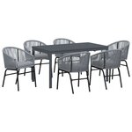 vidaXL Ensemble de salle à manger pour jardin 7 Pièces Gris Poly rotin