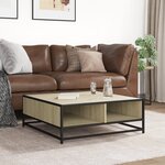 vidaXL Table basse chêne sonoma 80x80x30 cm bois d'ingénierie et métal