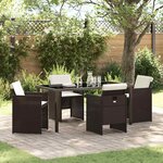 vidaXL Ensemble de salle à manger pour jardin 5 Pièces Marron Poly rotin
