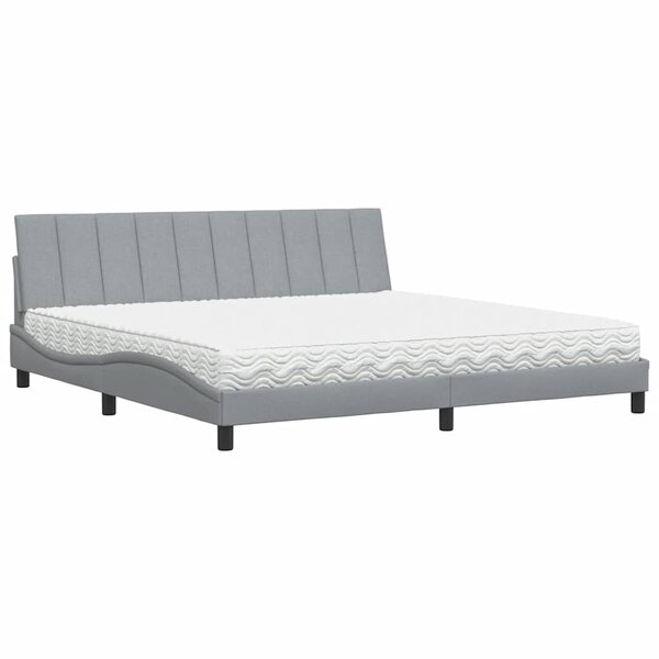 vidaXL Lit avec matelas gris clair 200x200 cm tissu
