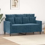 vidaXL Canapé à 2 places Bleu 120 cm Velours