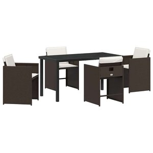 vidaXL Ensemble de salle à manger pour jardin 5 Pièces Marron polyrotin