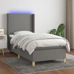 vidaXL Sommier à lattes de lit matelas LED Gris foncé 90x190cm Tissu