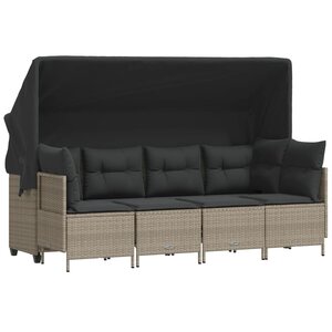 vidaXL Salon de jardin 5 Pièces avec coussins gris clair résine tressée