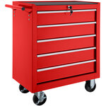 Tectake servante d'atelier 5 tiroirs - rouge