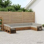 vidaXL Ensembles de canapés avec coussin 10 Pièces Bois d'Acacia Massif