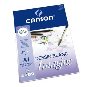Bloc de 25 Feuilles à dessin Imagine format A1 200 g Blanc CANSON