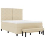 vidaXL Lit à ressorts avec matelas & banc crème 140x190 cm en tissu