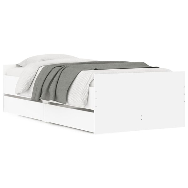 vidaXL Cadre de lit avec tiroirs sans matelas blanc 90x190 cm