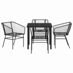 vidaXL Ensemble de salle à manger pour jardin 5 Pièces Noir polyrotin
