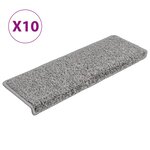 vidaXL Tapis d'escalier 10 pièces 65 x 21 x 4 cm Gris Bord rectangulaire